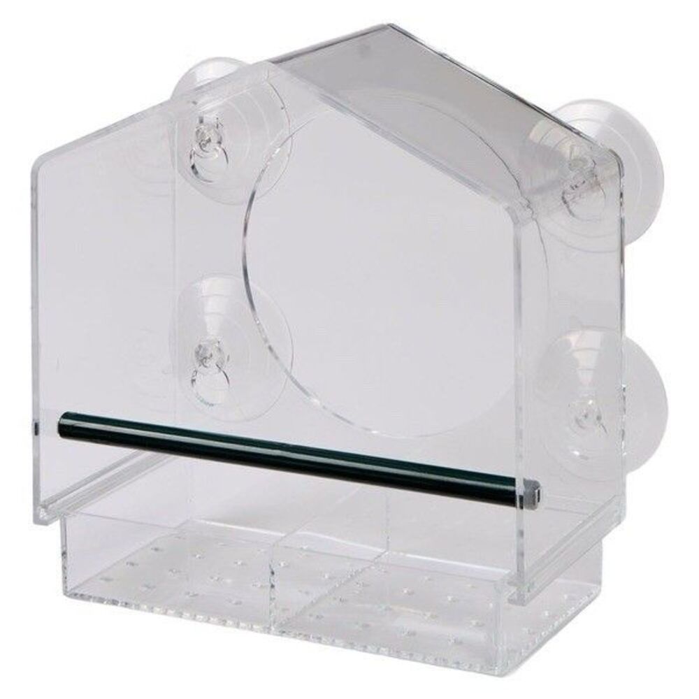 Belavi Clear Plastic Window Bird Seed Feeder Easy Clean Refill 2 Stations